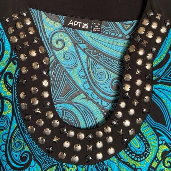 Vintage/Retro APT.9 Sz-LP Paisley Top-Deep Riveted Neckline, Waist Ties, In VGUC - Picture 4 of 16